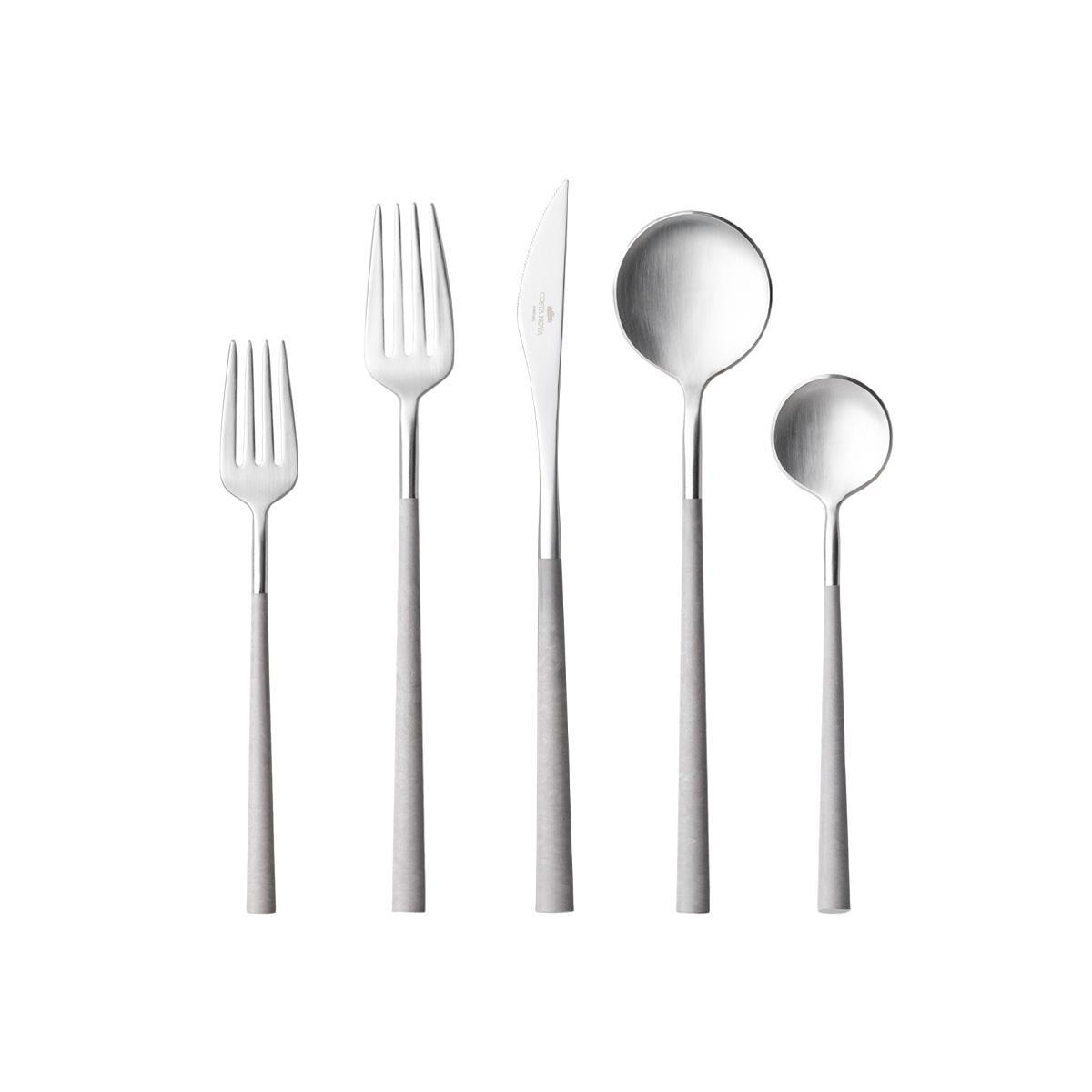 Flatware 5 pieces, Brushed  - cloud grey