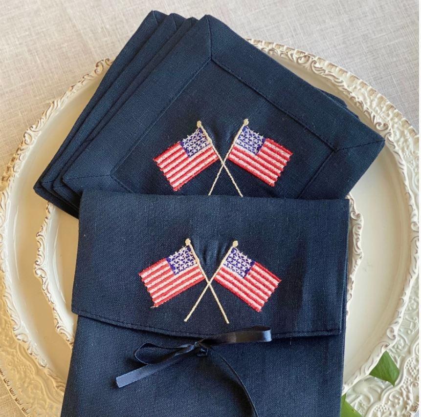 American Flags Cocktail Napkin Set of 4