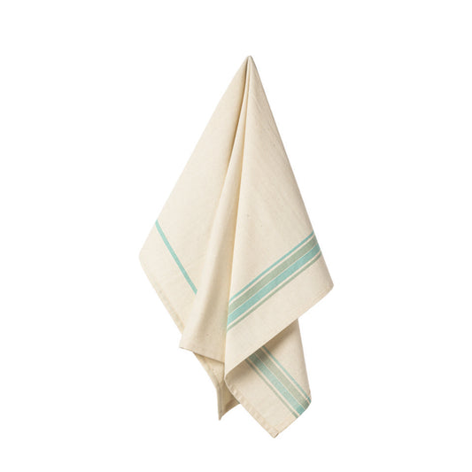 Set 2 Kitchen Towels 100% Cotton French Stripes, Aqua