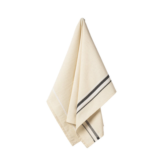 Set 2 Kitchen Towels 100% Cotton French Stripes, Black