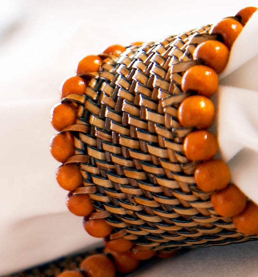 Beaded Napkin Ring Orange Set of 4 pcs