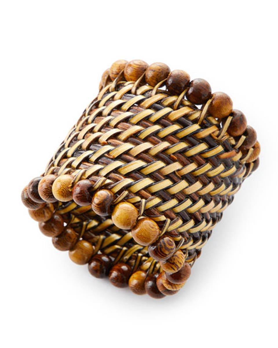 Beaded Napkin Ring Dark Walnut Set of 4 pcs