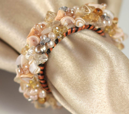 Jewelled Napkin Ring Champagne Set of 4 pcs