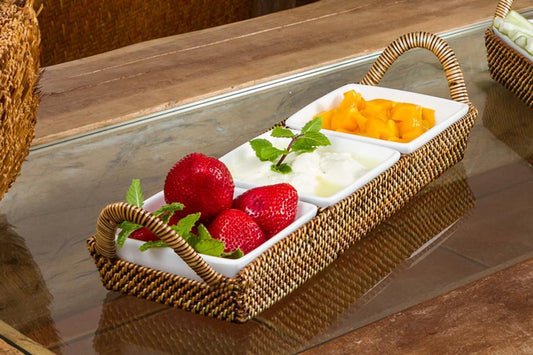 Basket with Porcelain Dish