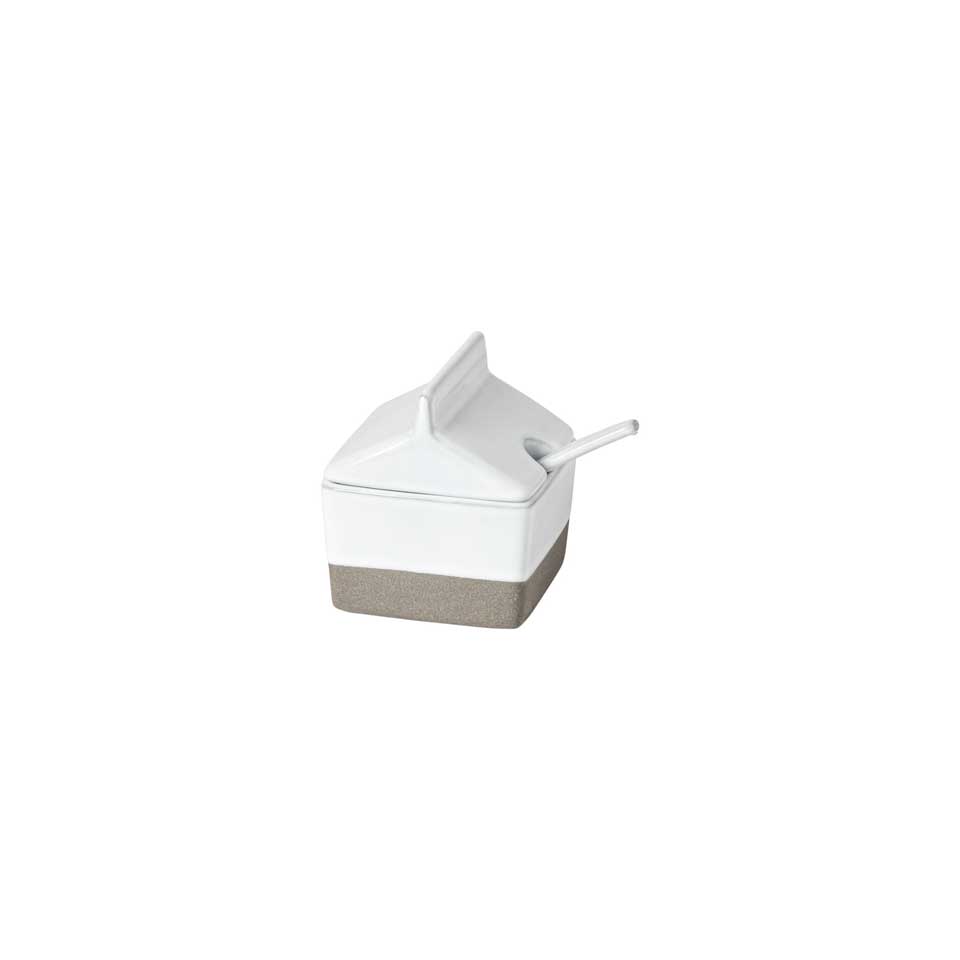 Sugar bowl w/spoon, White