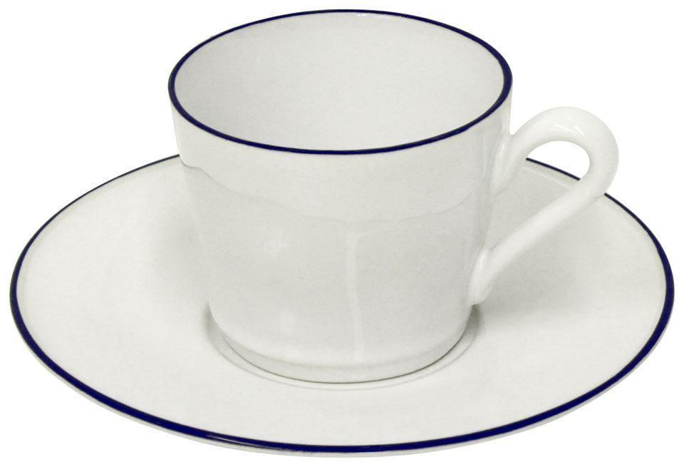 Tea Cup and Saucer 6 oz., White-blue