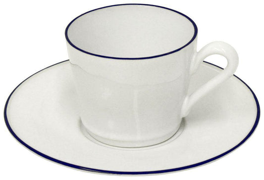 Tea Cup and Saucer 6 oz., White-blue