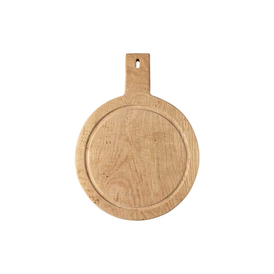 Oak Wood Round Cutting/Serving Board with Handle