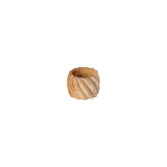 Set 4 Napkin rings round spiral, Natural wood