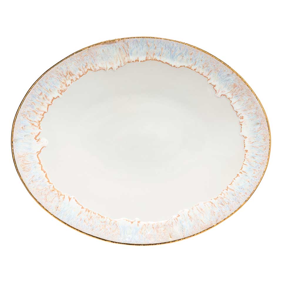 Oval Platter, White-gold