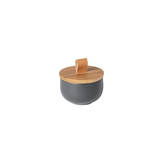 Salt cellar w/ wood lid, Seed grey