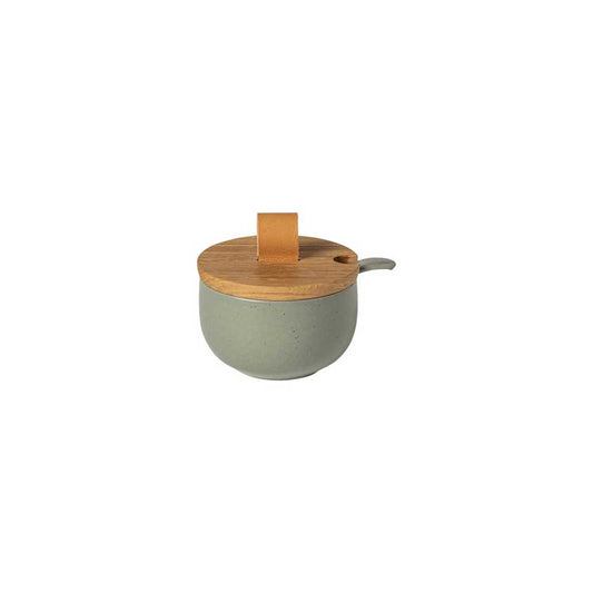 Sugar bowl w/ wood lid, Artichoke