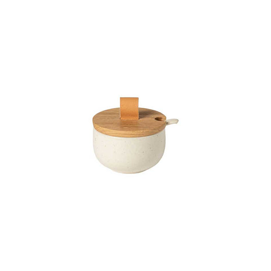 Sugar bowl w/ wood lid, Vanilla