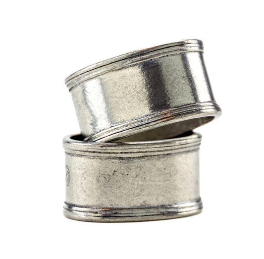 Smooth Oval Pewter Napkin ring, set of 2