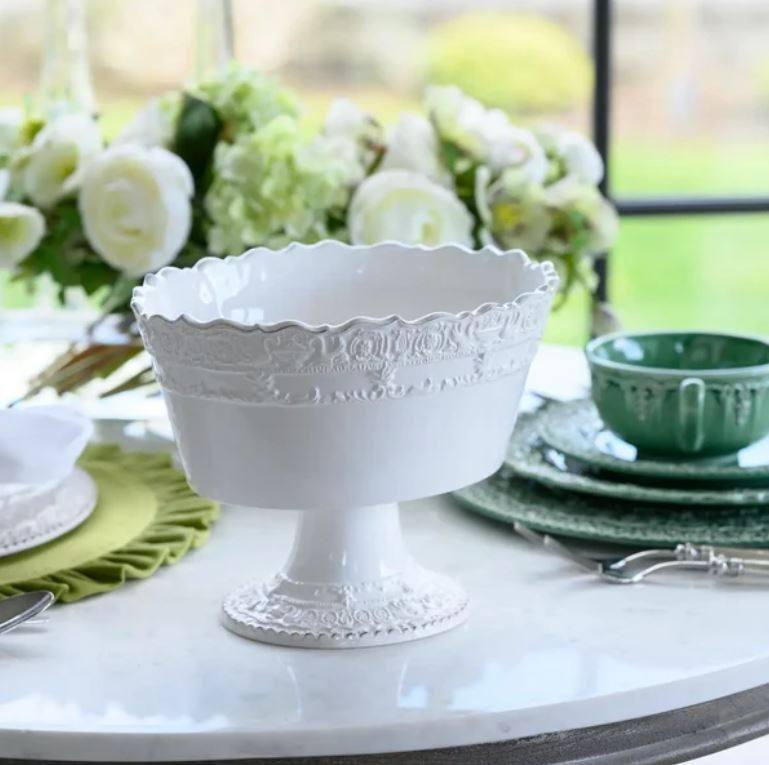 White Stemmed Fruit Bowl