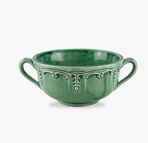 Italian Green 2 Handled Soup Bowl