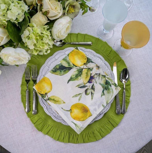 Limoncello Watercolor Italian Linen Large Napkin
