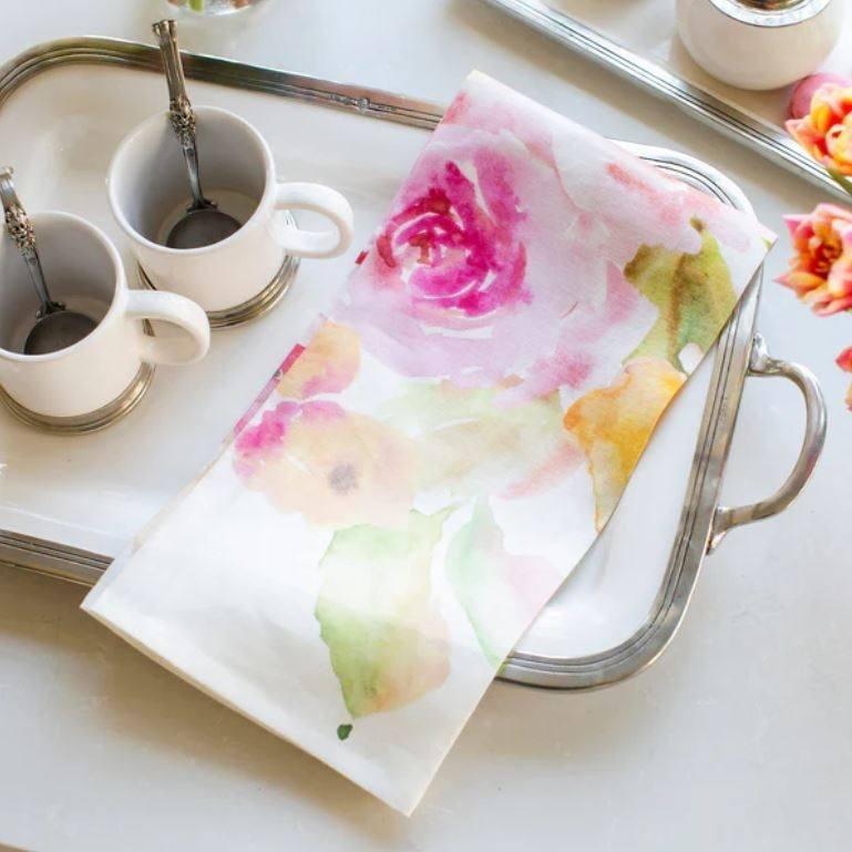 Watercolor Floral Italian Linen Towel