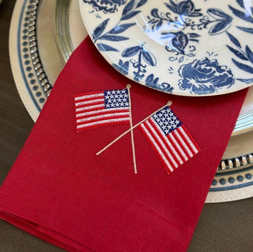 Towel, American Flags, Red (Multi)