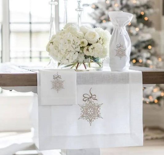 Towel, Snowflake, White (Silver)