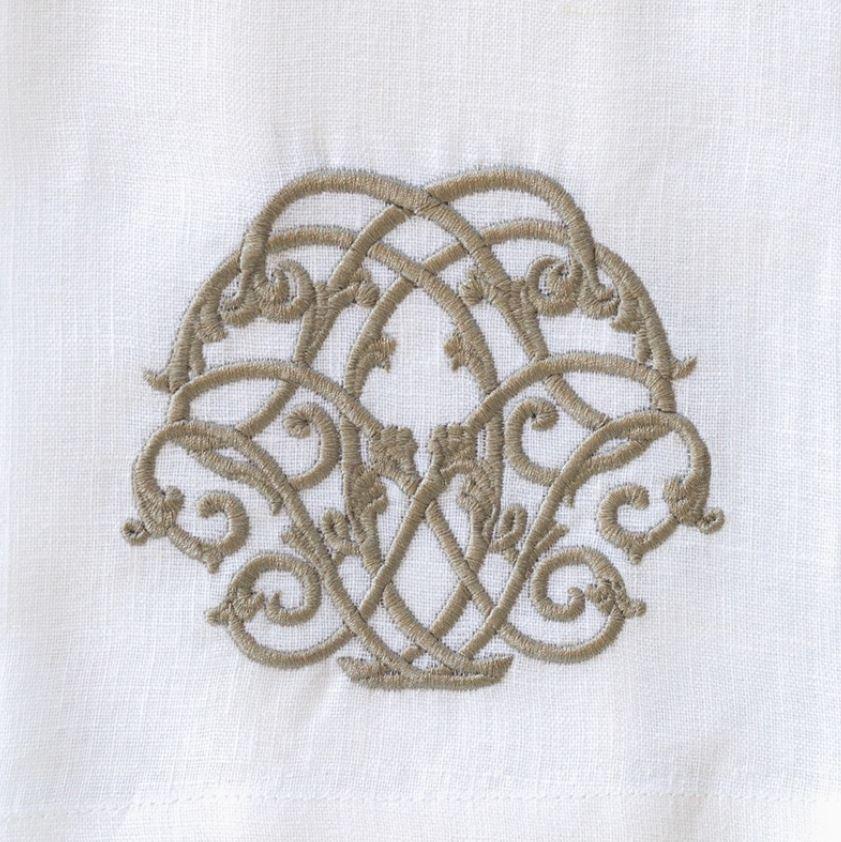 Baroque Linen Towel, White (Taupe)