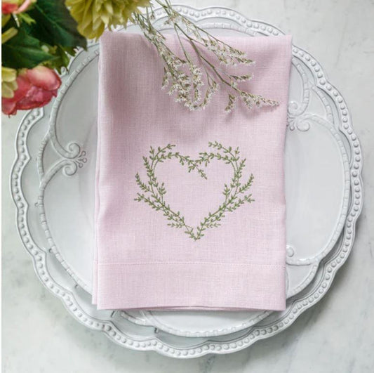 Vineyard Heart Linen Tri-Fold, Pink