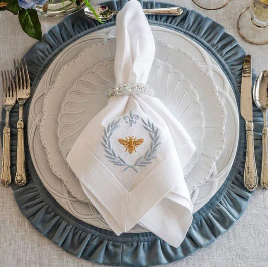 Large Napkin, Italian Bee White