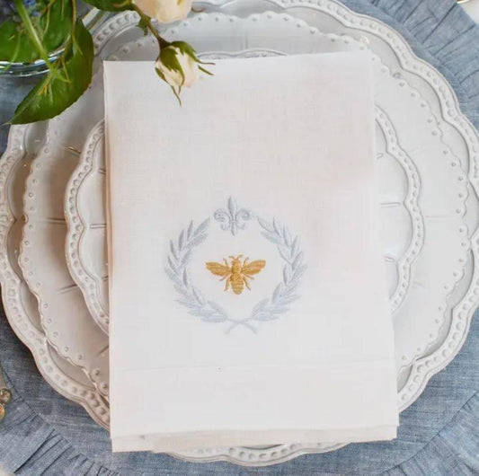 Italian Bee Linen Tri-Fold Napkin