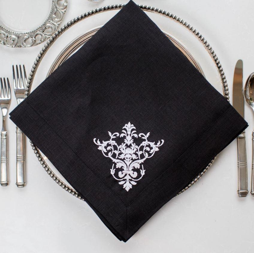 Large Napkin, Victorian, Black , White