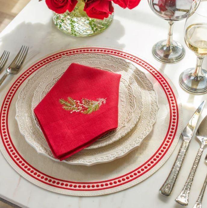 Palermo Perla Placemat, Cream (Red)