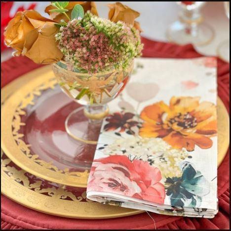 Large Napkin, Watercolor Fall, Italian Linen