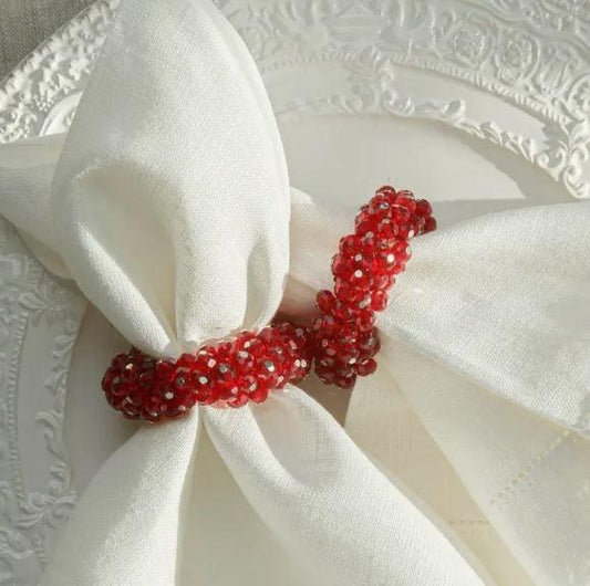 Crystal Napkin Ring Set, Red