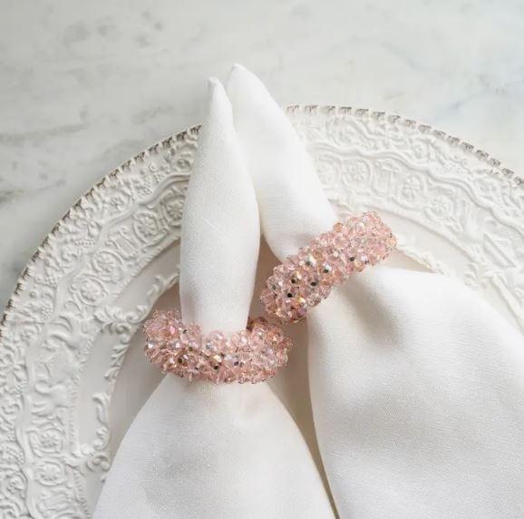 Crystal Napkin Ring Set, Pink
