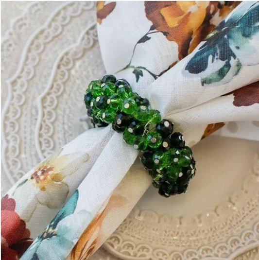 Crystal Napkin Ring Set, Green