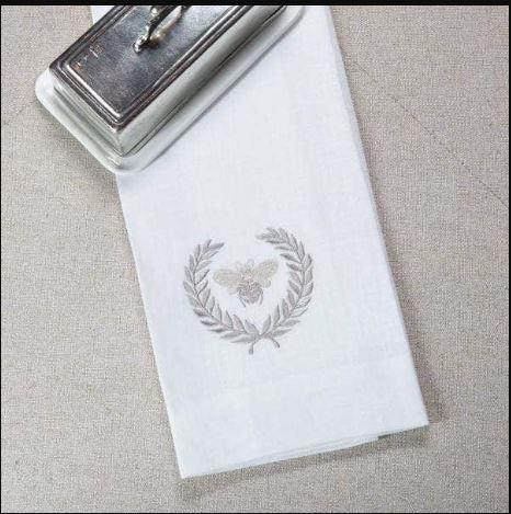 Bumble Bee Linen Towel, white