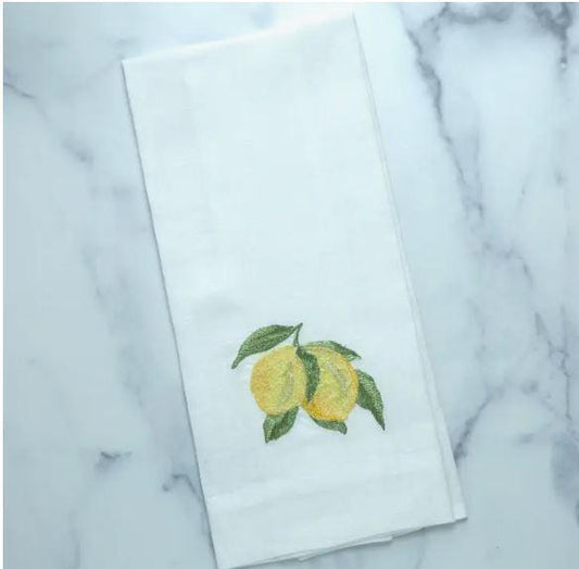 Lemon Branch Linen Towel