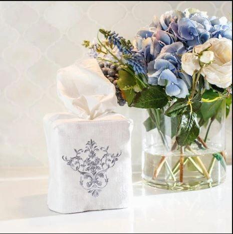Victorian Tissue Box Cover, White (Platinum)