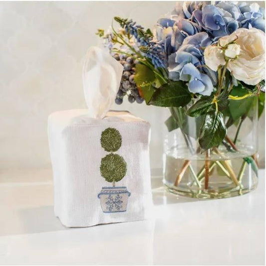 Double Boxwood Topiary Tissue Box Cover