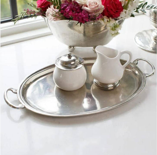 Peltro Medium Oval Tray w/Handles