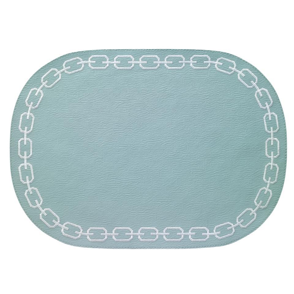 Celadon/White Oval Mats - Set of 4