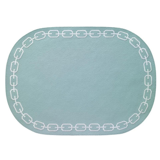 Celadon/White Oval Mats - Set of 4