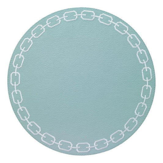 Celadon/White Round Mats - Set of 4