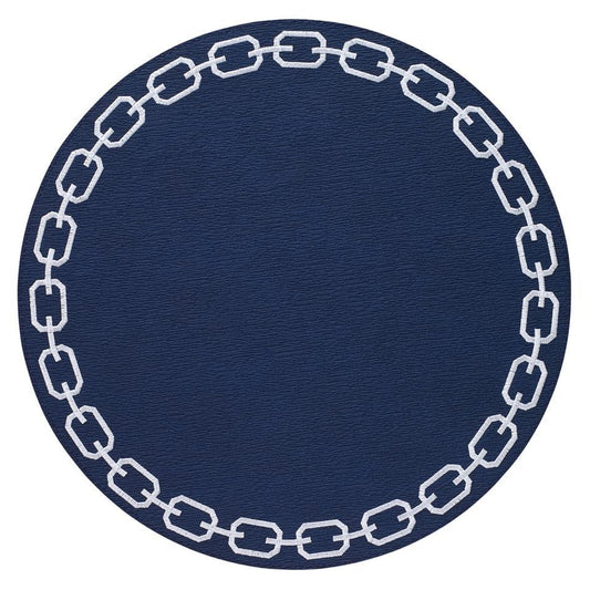 Navy/White Round Mats - Set of 4
