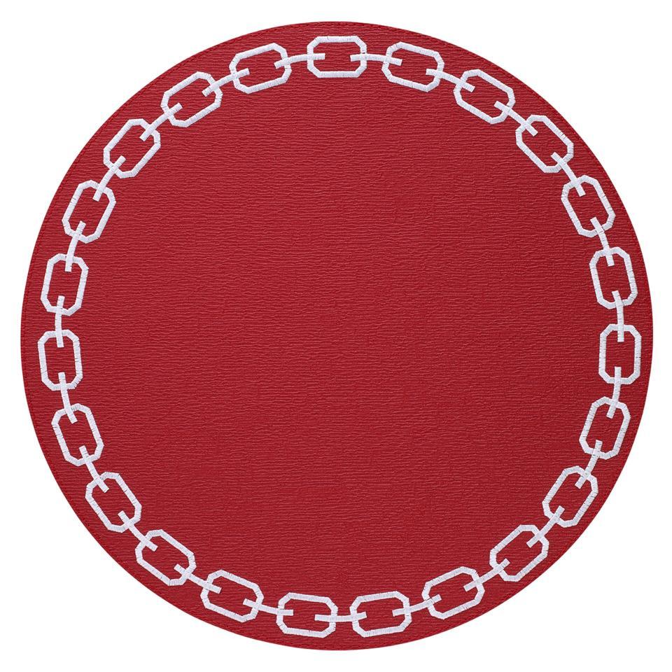 Red/White Round Mats - Set of 4
