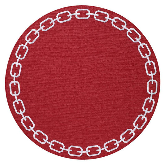 Red/White Round Mats - Set of 4