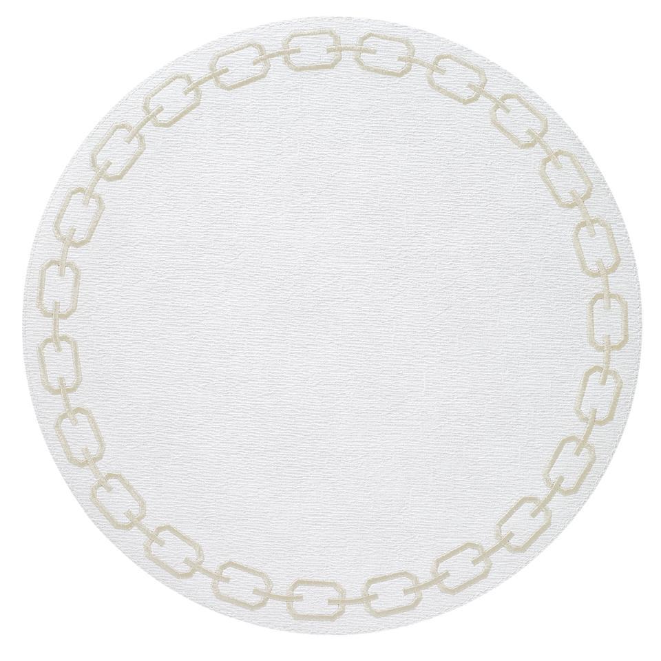White/Gold Round Mats - Set of 4