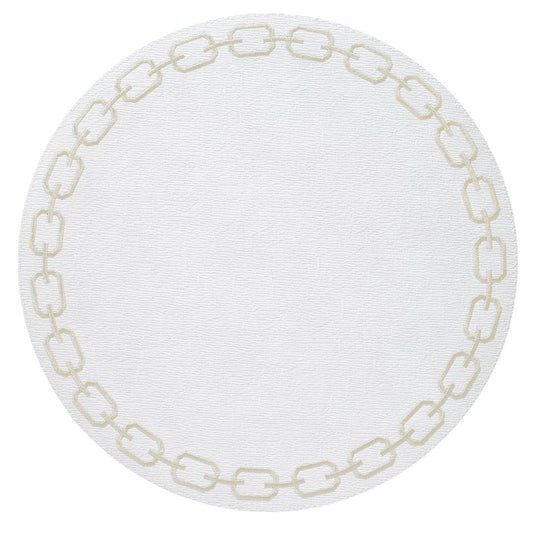 White/Gold Round Mats - Set of 4