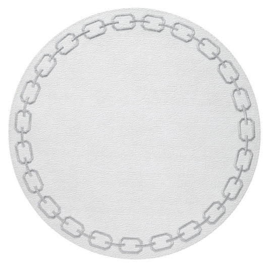 White/Silver Round Mats - Set of 4