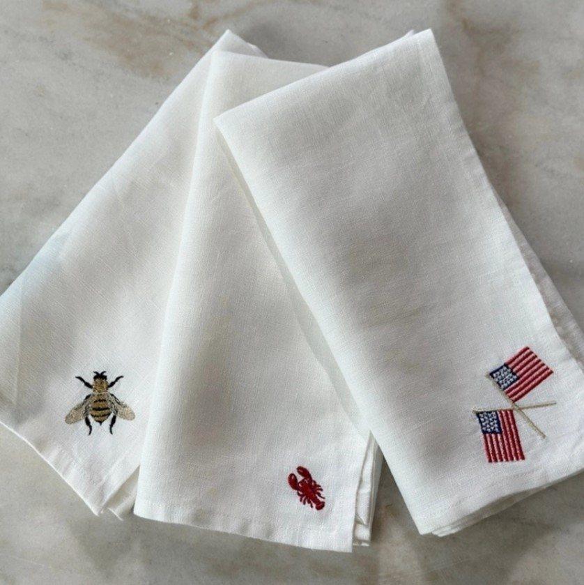 Napkin Washed Casual, American Flags, White (Multi)