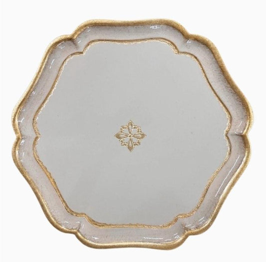 Florentino Baroque Wooden Charger, Taupe